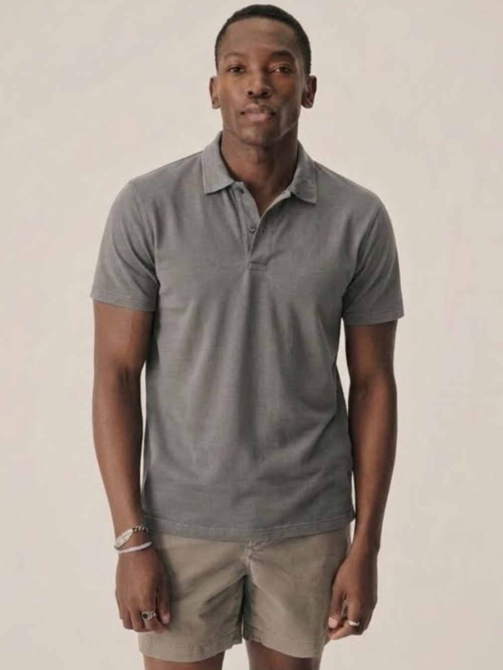 Buck Mason slate grey venice wash sueded cotton polo shirt size XS new
